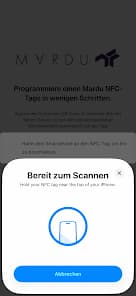 Mardu Connect bereit zum Beschreiben eines Zugangs-Tags